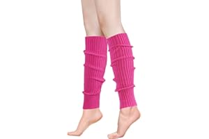 ONUPGO Mankiety dla kobiet w stylu lat 80., akcesoria imprezowe, w stylu lat 80., neonowe, dziergane, prążkowane getry dla dziewcząt, młodzieżowe, zimowe skarpety