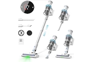 Vozascly Aspirapolvere Senza Fili, 45KPA/550W/60Min Scopa Elettrica Senza Fili con Display Intelligente e Anti-Avvolgimento, Luce LED Verde, Aspirapolvere potente per Pavimenti/Tappeti/Peli Animali