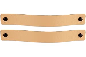 Brute Strength - Tirador de cuero para muebles - Natural - 2 piezas - 20 x 2,5 cm - Asa de armario, Asa de puerta - Asas de cuero, para cocina, baño, armarios, tocador, madera