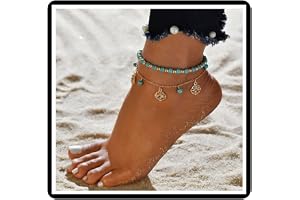 Turkos blomma vristlänk armband 2 st kristallpärlor vristlänk boho snidad geometrisk sommar fotkedja smycken för kvinnor flic