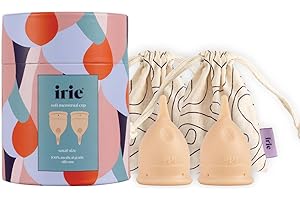 irie - Copa Menstrual Suave, Cómoda, Reutilizable de 100% Silicona grado Médico con bolsa (2 Copas (Small + Small), Nude)