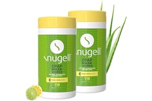 Snugell Citrus Scented CPAP Mask Wipes – 110 Count (2-Pack) – 100% Soft Cotton, Lint-Free, Alcohol-Free – Skin-Safe Formula with Aloe Vera – Easy-Open Canister for Cleaning CPAP Masks, Tubes & Devices
