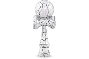 DCForm Bilboquet Kendama Blanc/Noir Craquelé Jouet Japonais Traditionnel en Bois Enfants & Adultes Améliore Les Réflexes et la Dextérité Jeu d'adresse Augmente Les Compétences cognitives (Blanc/Noir)