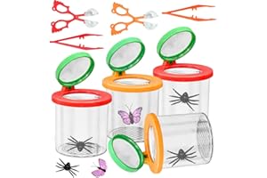 UHETLET 4 Stück Becherlupen für Kinder Becherlupe Lupenglas für Kinder Set Insekten Viewer für 3-Fach/6-Fach Lupenbecher Set Insektenfänger mit Pinzette Kleinkindspielzeug für Outdoor Natur Erkundung