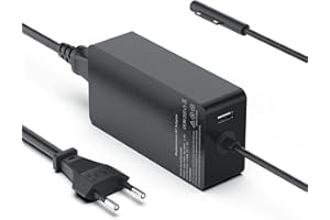 SHEFOR Surface Pro ładowarka 65 W 15 V 4 A Microsoft Surface Laptop zasilacz do Surface Pro 8/7/7+/6/5/4/3/X, Surface Laptop /4/3/2, Surface Go 3/2, Surface Book 3/2, 1706 1796 1800 kabel zasilający z portem