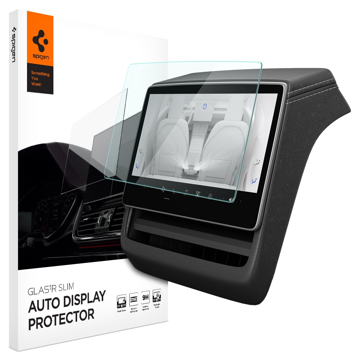 Spigen Screenprotector [1 Stuk] voor Tesla Model 3 (2026-2024) 8" | Tesla Model Y (2026/2025) 8", Voor Achterdisplay, Mat, Anti-vingerafdruk, 9H gehard glas