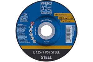 PFERD Disco per sgrossatura, 5 pezzi, 125 x 7,2 x 22,23 mm, gomito, PSF Steel | 69298071 per acciaio