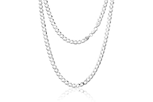 Aka Gioielli® - Srebro wysokiej próby 925 rodowany płaski łańcuszek pancerka 6,3 mm naszyjnik - rozmiary: 45 cm 50 cm 55 cm 61 cm 66 cm 76 cm w