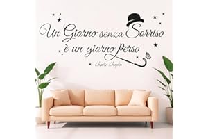 Gigio Store, Adesivi Murali Frasi scritte Chaplin sorriso, nero, adesivi parete, decorazioni Casa, Cucina, Camera da Letto, Soggiorno, Bar, Ristoranti, Ufficio