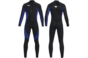 KREVZ Combinaison Hommes Femmes Combinaisons de Plongée Corps Complet 3mm Néoprène Front Zip Manches Longues Peau de Plongée pour Natation Snorkeling Plongée Surf Rafting