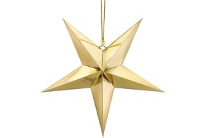 ‎LIBETUI Deko Stern golden Papierstern Weihnachten aus Pappe Deko Weihnachten 3D Stern Weihnachtsdeko Faltstern DIY Stern Gold 30 cm
