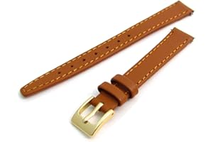 WatchWatchWatch Tan Smooth Stitched Ladies' Leather Watch Strap 8mm Gold Buckle C088