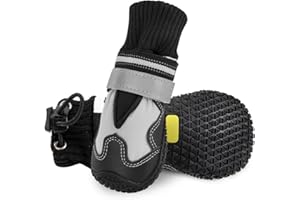 SlowTon Botas para Perros - Protector de Patas de Perro Impermeable con Forro de Lana Cálida - Zapatos para Perros Antideslizantes Ajustables con Correas Reflectantes para Patas Lesionadas
