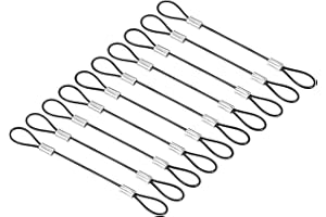 PATIKIL 4 Inch Safety Cable Lock, 10 Pack Stainless Steel 2mm Dia Security Wire Rope with Double Loop for Stage Lighting Luggage Lock Black