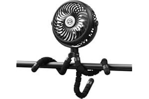 Winique Kinderwagen Ventilator Leise Handventilator mit 3 Geschwindigkeiten / 360° drehbar/LED-Lichts, persönlicher USB Tischventilator für Auto Kinderwagen Fahrrad Camping BBQ Fitnessstudio