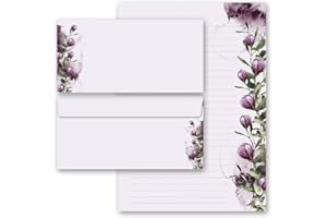 PAPER-MEDIA 20 pezzi Set completo Fiori & Petali, CROCI 10 fogli di carta da lettera e 10 buste DIN LANG (senza finestra)