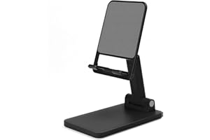 Seminer Soporte Plegable para Escritorio, Soporte Ajustable para Teléfono, Soporte Plegable de Escritorio para iPhone 15/14/13, iPad, Samsung Galaxy, Todos los Teléfonos (Negro)