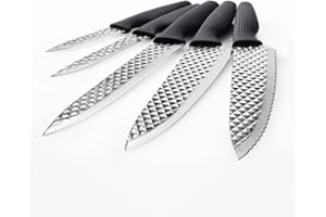 AIR BLADE HARRY BLACKSTONE Set de 5 Couteaux de Cuisine - Lame ultra-tranchante antiadhésive - Découpe parfaite - Manche Ergonomique et Antidérapant