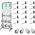 Lhysn Grid Wall Panel Display Stand, Retail Rack, Shop Display Rack, with 10 Hooks, Heavy Movable Detachable Gird Rack for Easy Transport, Double Side Display Stand, for Shop/Office/Home