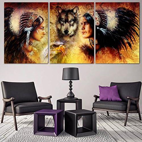 HD print 3 pcs canvas wall art native american beauty canvas painting home decor wall art picture for living room decor ,30 cm x 45 cm x 3,With Framed