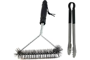 HUAYINGMEI Cepillo para Barbacoa, Cepillo para Limpiar Barbacoas, Cepillo para Limpiar Hornos, Limpia eficazmente Todo Tipo de Parrillas (+ Pinzas de Barbacoa)