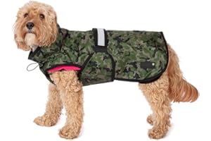 Danish Design 3-in-1 Dog Coat Camo Pink, 41cm (16in) - All Weather, Waterpoof, Fleece-Lined, Reflective Raincoat for Dogs