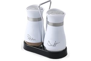 CCHONG Pack of 2 Salt and Pepper Pots Salt and Pepper Shaker Salt and Pepper Set Salt Shaker Salt Pot Kitchen Accessories (White)