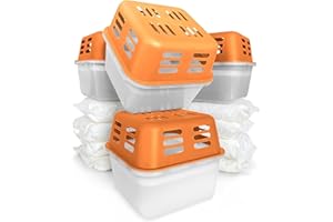 KARAT 4 x Luftentfeuchter mit 8 x 400g Nachüll-Beutel Granulat Raumentfeuchter nachfüllbar & wiederverwendbar (Orange, Kuki)