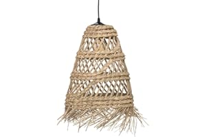 ATMOSPHERA CREATEUR D'INTERIEUR Atmosphera - Suspension Lahys en Paille Tressée Beige, D. 28 x H 48 cm, Abat-Jour Ajouré Style Bohème - Luminaire pour Salon, Chambre