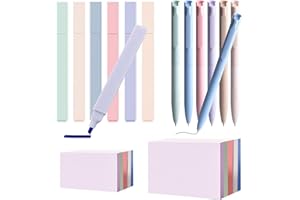 XHYASD 6 flamastrów do tekstów, pastelowe, 6 rodzajów długopisów żelowych, 800 sztuk karteczek samoprzylepnych, do szkoły i artykułów biurowych