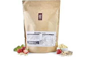 La Newyorkina Granola Sin Gluten Pink 1,5kg Con Chocolate Blanco y Fresas Deshidratadas