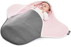 Wallaboo Einschlagdecke Coco, Universal für Babyschale, Autositz, zB. Für Maxi-Cosi, Römer, für Kinderwagen, Buggy oder Babybett, 100% Baumwolle, 90 x 70 cm, Farbe: Grau - Rosa