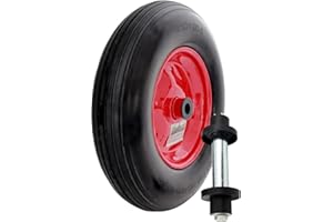 ‎TRUTZHOLM TRUTZHOLM® Schubkarrenrad Rad Schubkarre Vollgummi 4.80/4.00-8 Ersatzrad Reifen Gartenkarre Reifen pannensicher inkl. Achse PU bis 200kg mit Stahlfelge 380mm