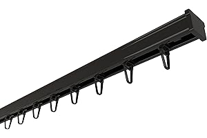 Home-Vision Gardinenschiene Vorhangschiene 1-läufig, 2-läufig oder 3-läufig (Serie Y, Schwarz Gardinenschiene mit Faltenlegehaken, 140cm) Aluminium, Inkl. Befestigungsmaterial, für Schiebevorhang