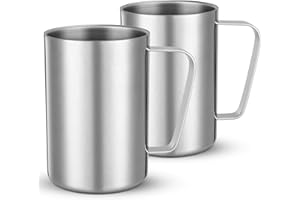 Bidponds Confezione da 2 tazze da 500 ml in acciaio inox a doppia parete, tazza da viaggio da campeggio, adatta per caffè, latte, succhi di frutta, tè e altre bevande fredde o calde.