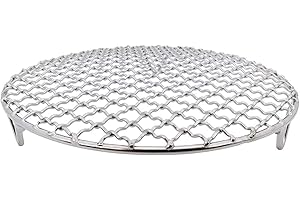 INBLOSSOMS Ronda de acero inoxidable con parrilla de pie,Parrilla redonda de carbón,Soporte de Vapor Estante,Diámetro 35cm