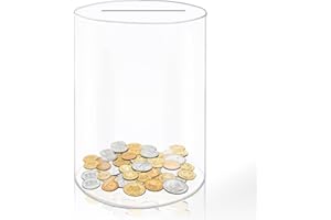 QAZIUY Acrylic Piggy Bank, Transparent Money Box Break to Open, for Saving Cash or Coins