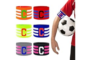 yotutun Pack of 6 Captain's Armband Football Player Leader's Armband Multicoloured Elastic Football Armband Elastic Captain's Bracelets Captain Bracelet for Children Adults Junior Many Sports