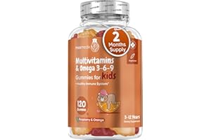 ‎MAXMEDIX Multivitamin Gummibärchen für Kinder - Mit Omega 3 6 9, Vitamin C - 120 Multivitamin Kinder Gummies - Vitamin D3, B7, B12, E, B1, B2, B3, B5, B9 Jod, Zink - Mit Himbeer & Orangengeschmack - maxmedix
