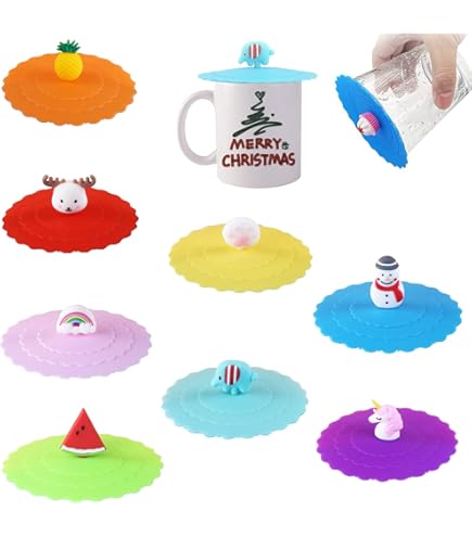 Abiyou 16-teiliges Set Silikon Tassendeckel - Bunte Abdeckungen Für Gläser & Tassen