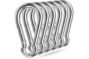 EKUNBUY Large Spring Snap Hooks, 304 Stainless Steel Carabiner Clip Heavy Duty Rope Connector Link Buckle 1/2 3/8 Clip for Gym Equipment Hammock Swing