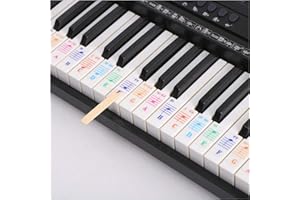 LIYUN Adesivi per tastiera pianoforte per tasti 25/49/61/54/88, trasparenti, rimovibili, per tasti bianchi e neri, accessori per tastiera per bambini, principianti, pianoforte e apprendimento
