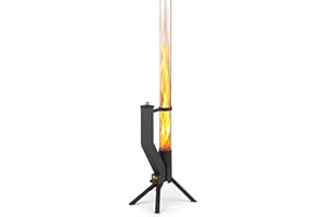 GARDENFLARE Brasero Exterieur de Jardin – Cheminée Noir, Flamme jusqu'à 1m, Poêle à Pellets Granulés, Chauffage Foyer Extérieur Élégant pour Terrasse, Montage Rapide, lumière innovante
