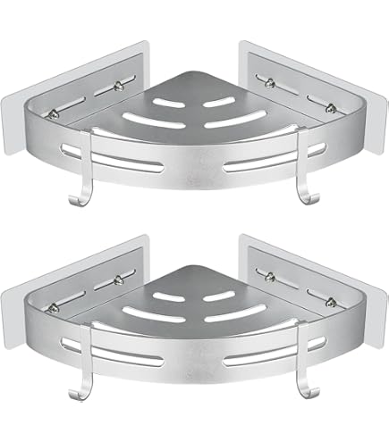 MSV Eckregal Aus Aluminium – 36 X 26,5 X 59 Cm, Silber, Für Bad & Dusche, Mit Montagematerial