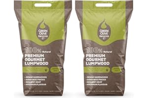 GREEN OLIVE FIREWOOD COMPANY Green Olive Firewood - Premium Gourmet Lumpwood bbq Charcoal 10kg (2 Pack) - Restaurant Grade Charcoal Barbecue - ideal for Charcoal Barbecues, fire-pits and outdoor grilling - bbq coal