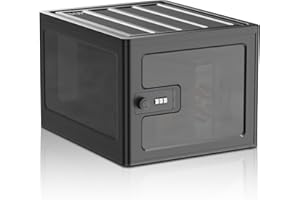 Glosen Plastic 3-Digit Combination Lock Box for Medication, Food & Personal Items, Refrigerator Locked Storage Box, 12.2 x 9.45 x 7.87 Inch Medicine Lockbox with Code (Clear Black)