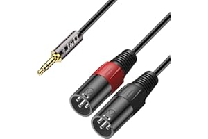J&D 3,5mm 1/8 Zoll auf Dual-XLR Y Splitter Kabel, PVC Geschält 2x XLR Männlich zu 3,5mm TRS Männlich Unbalanced Stereo Audio Patch Adapterkabel für DSLR Kamera Smartphone Laptop Mic, 1,8 Meter