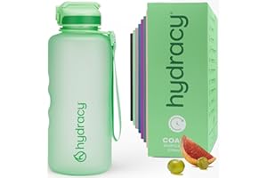 Hydracy Gourde d'Eau 2L sans BPA, Bouteille avec Marqueur de Temps, Paille et Verrouillage Sécurisé - Housse en Néoprène, Étanche, Anti-Fuite, Réutilisable, Légère - Idéal pour Sport, École, Travail