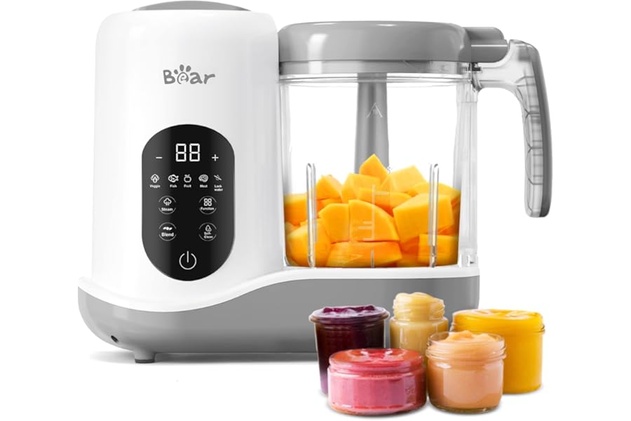 Bear Baby Food Maker, One Step Baby Food Processor Blender Puree Maker Grinder Mills with Auto Cooking & Grinding, BPA-Free, Self Cleans, Touch Screen Control