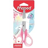 Maped Sensoft Pastel School Scissors 13 cm, Children's Scissors with Ergonomic Grip, Soft Rings and Steel Blades, Classic and